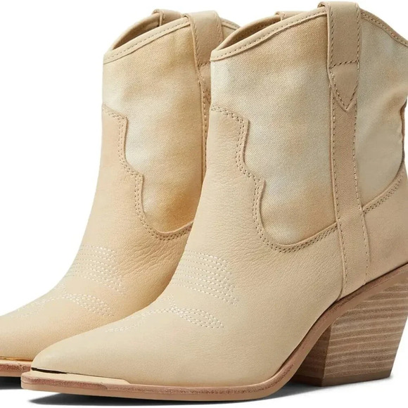 Dolce Vita Shoes - Dolce Vita Western Nashe Booties in Vanilla Suede/Canvas. Sz: 7.5